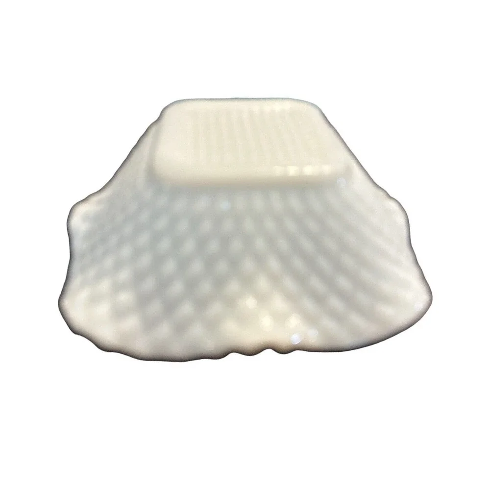 MCM White‎ Milk Glass Square Nut Candy Dish Bowl Ruffled Rim Diamond Pattern